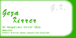 geza kirrer business card