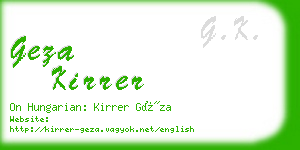 geza kirrer business card